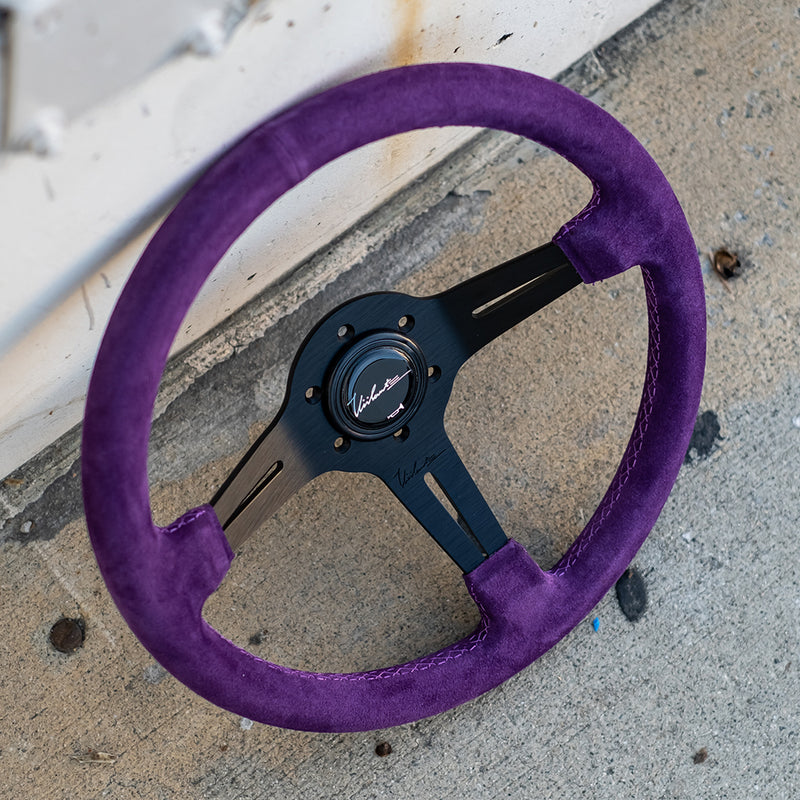 The Romo 350 - Genuine Purple Suede + Purple Cross Stitch