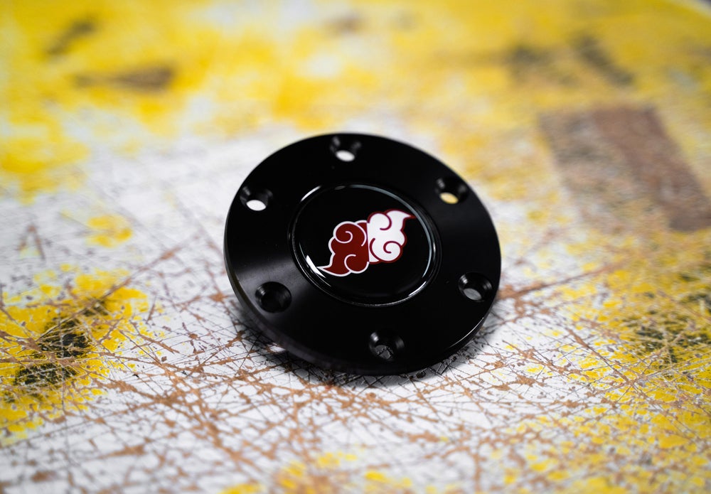 TWIN "AKATSUKI" CLOUDS - Naruto Inspired - HORN BUTTON - RED/WHITE/BLACK