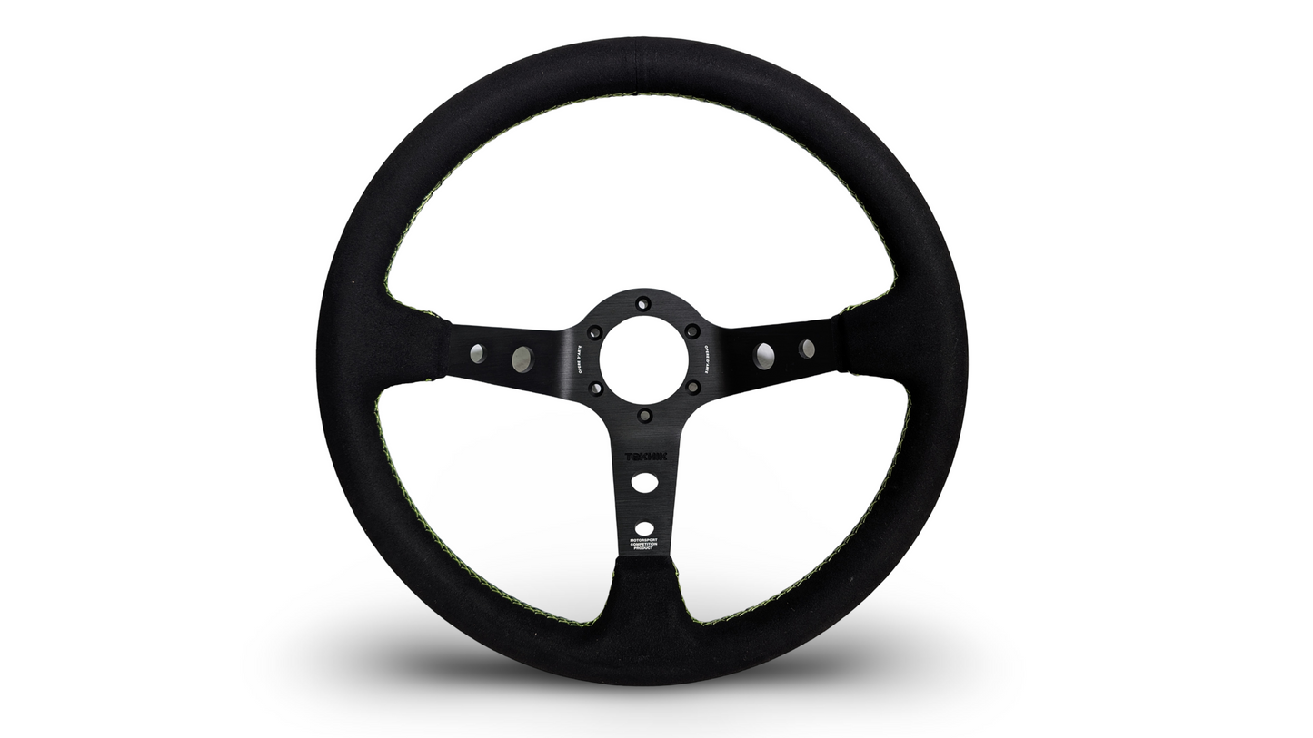 S1H - 350mm + 100mm - Steering Wheel - Bright Green Stitch (Micro)