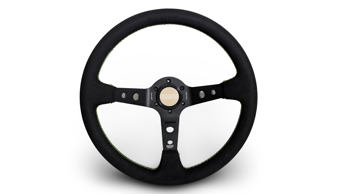 S1H - 350mm + 100mm - Steering Wheel - Bright Green Stitch (Micro)