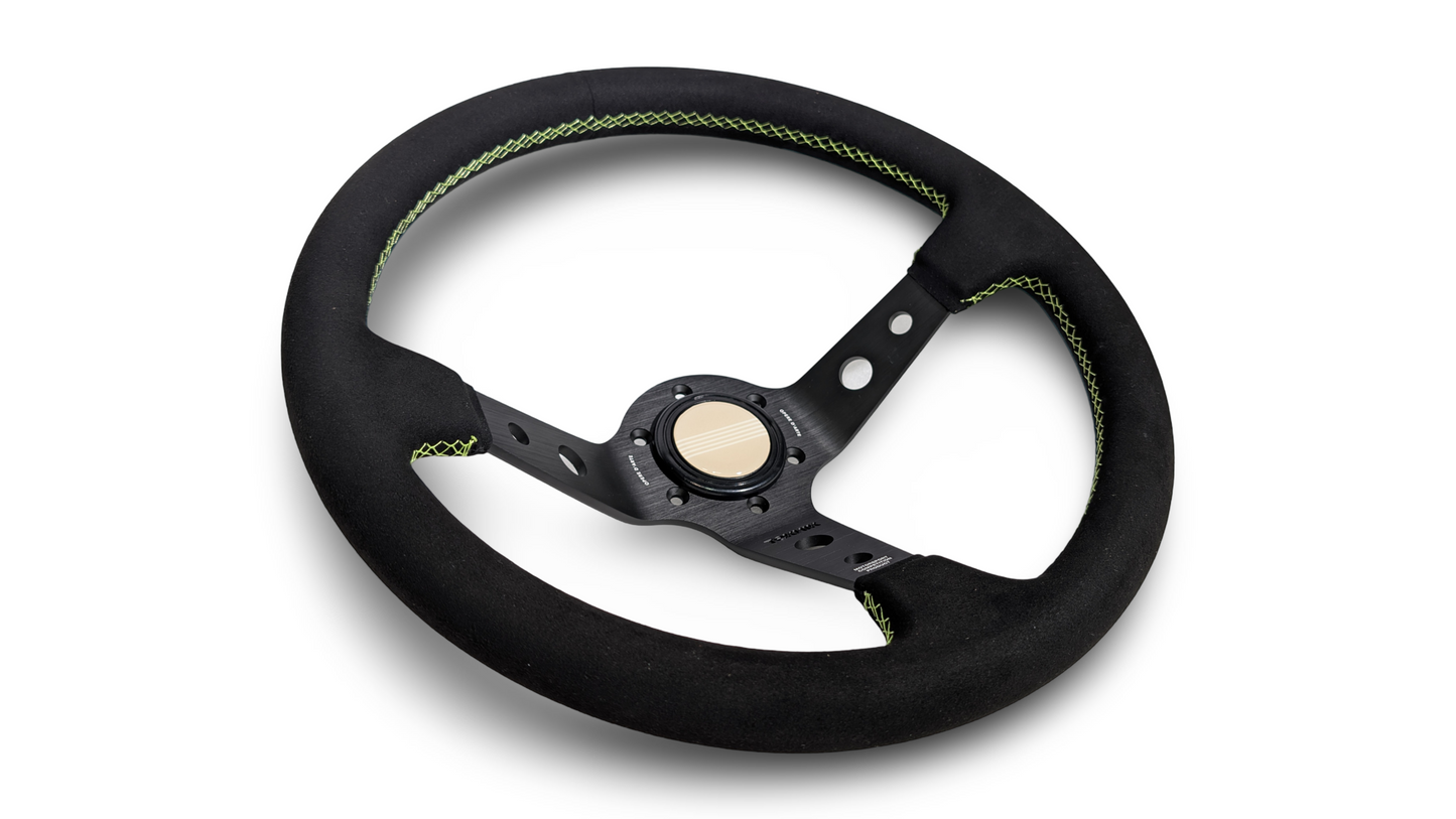 S1H - 350mm + 100mm - Steering Wheel - Bright Green Stitch (Micro)
