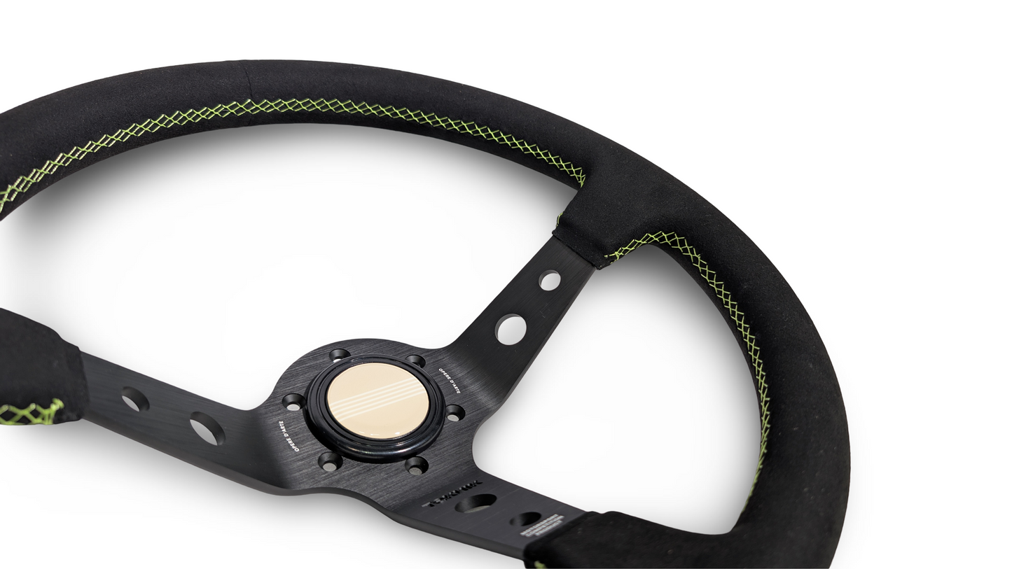 S1H - 350mm + 100mm - Steering Wheel - Bright Green Stitch (Micro)