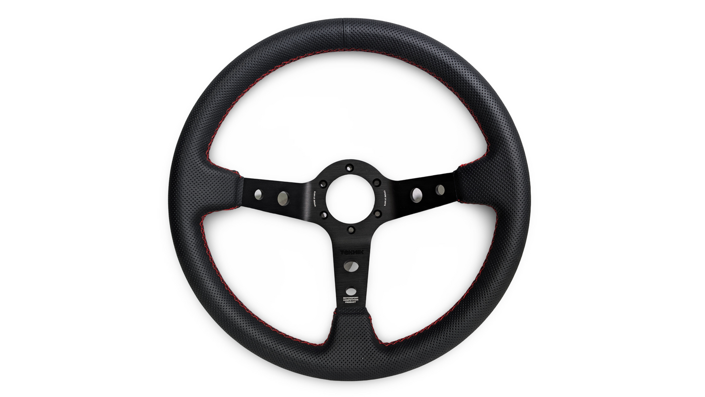 S1H - 350mm + 100mm - Steering Wheel - Red Stitch (Micro)