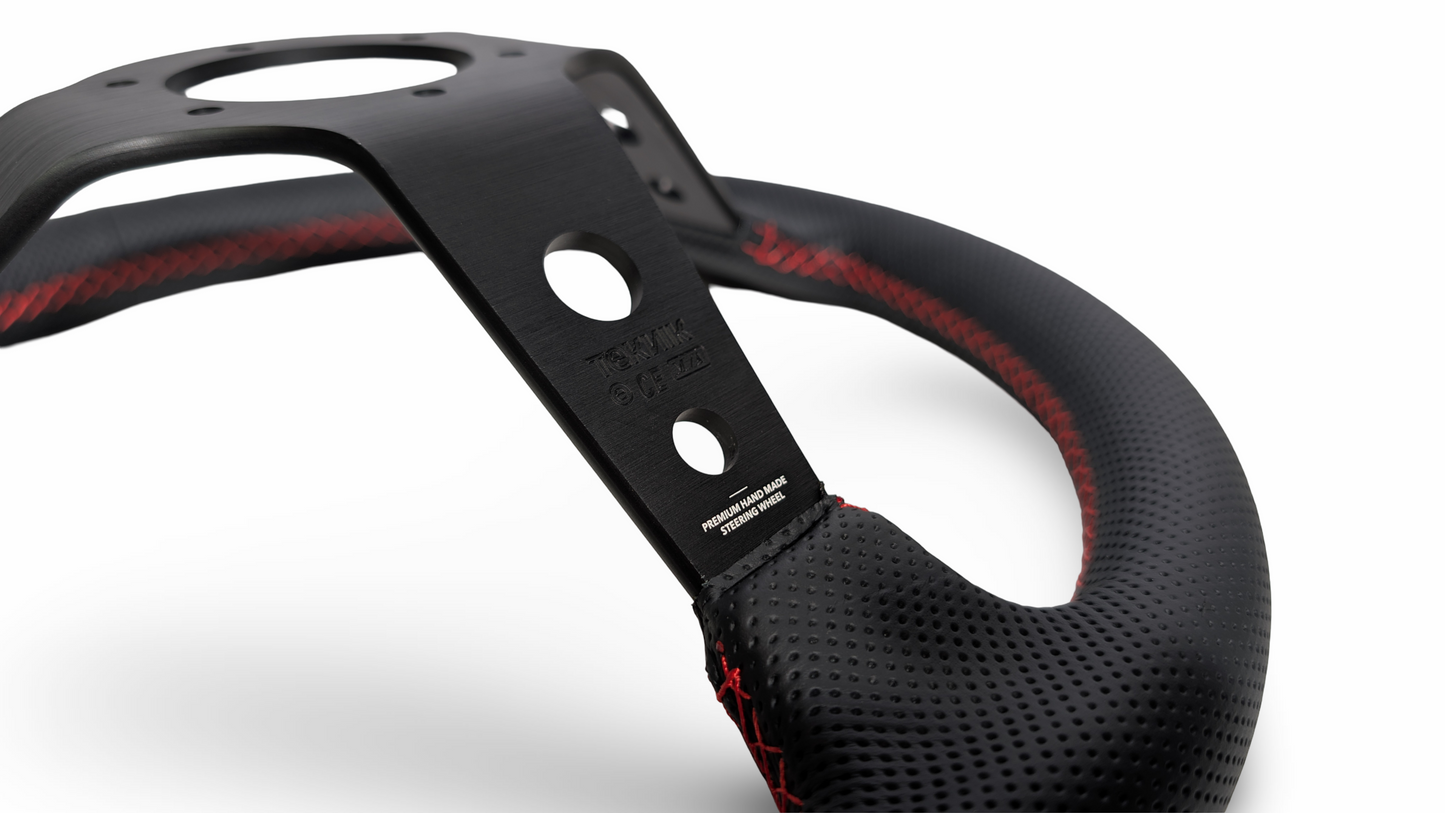 S1H - 350mm + 100mm - Steering Wheel - Red Stitch (Micro)