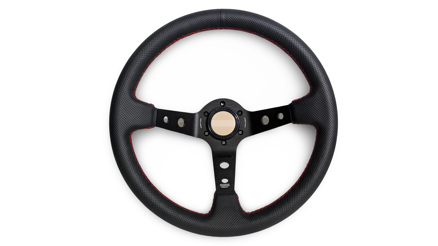 S1H - 350mm + 100mm - Steering Wheel - Red Stitch (Micro)