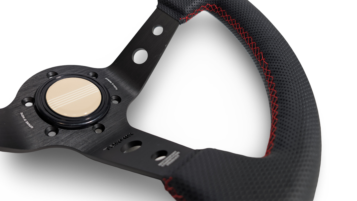 S1H - 350mm + 100mm - Steering Wheel - Red Stitch (Micro)