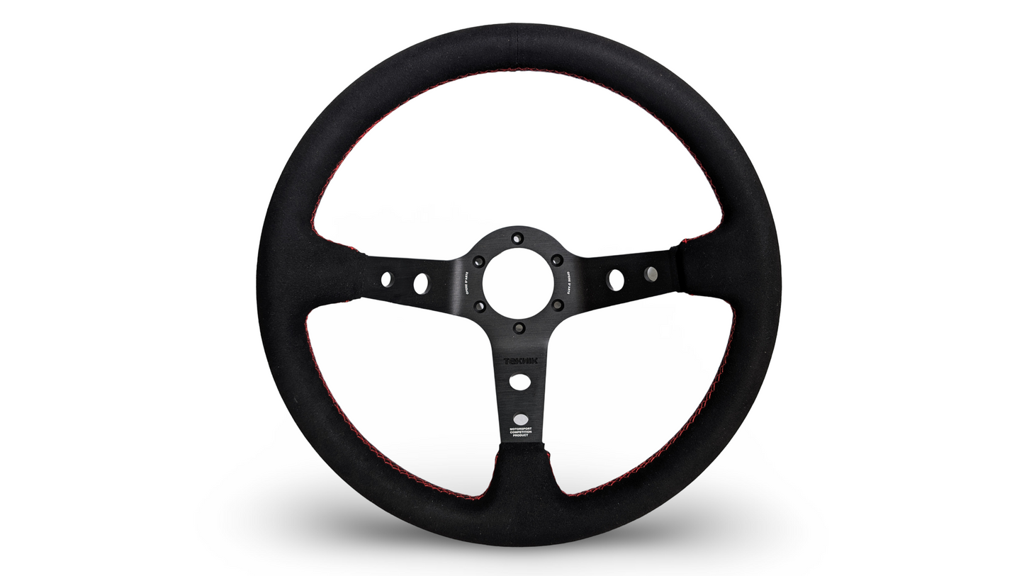 S1H - 350mm + 100mm - Steering Wheel - Red Stitch (Micro)