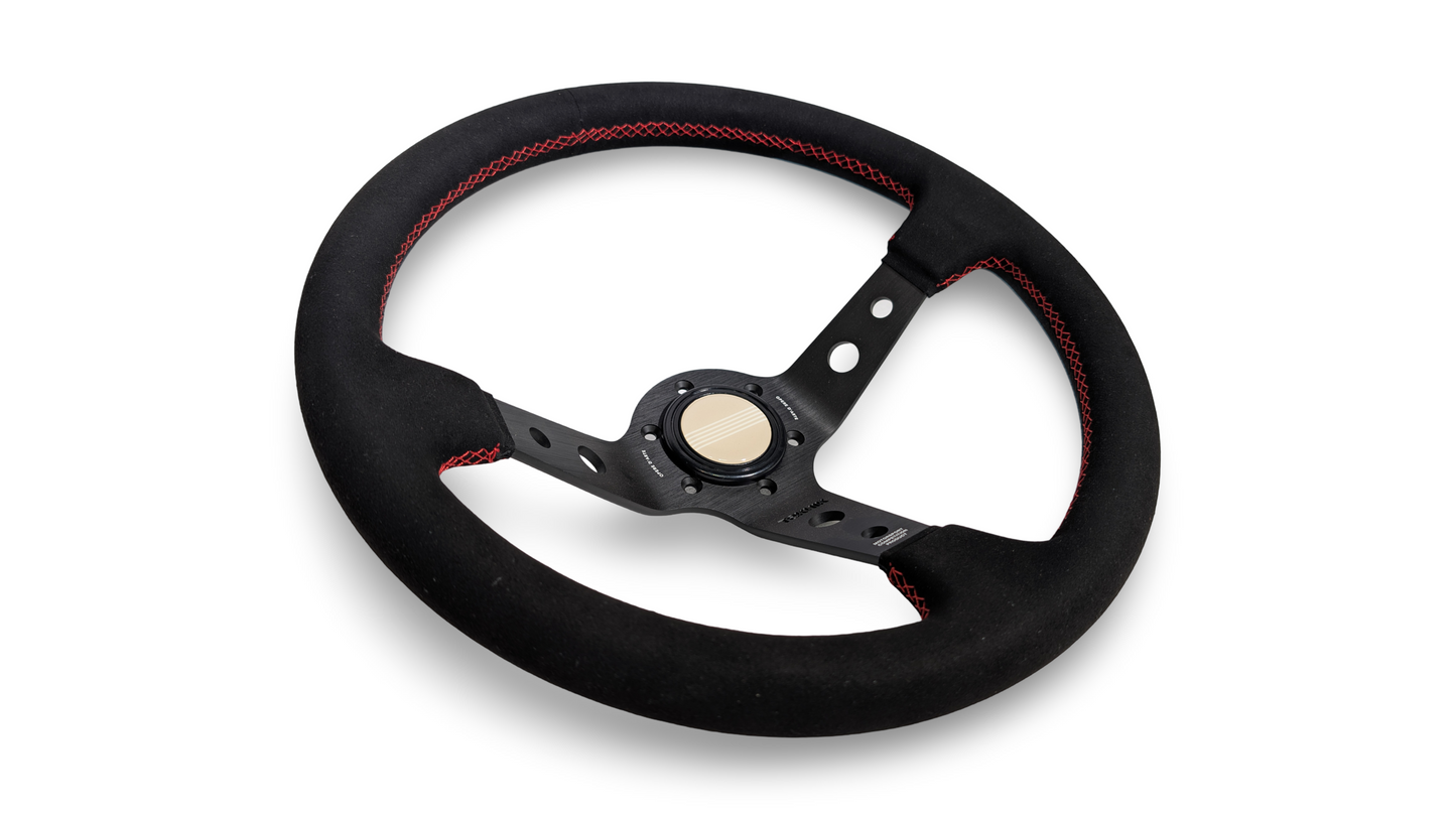 S1H - 350mm + 100mm - Steering Wheel - Red Stitch (Micro)