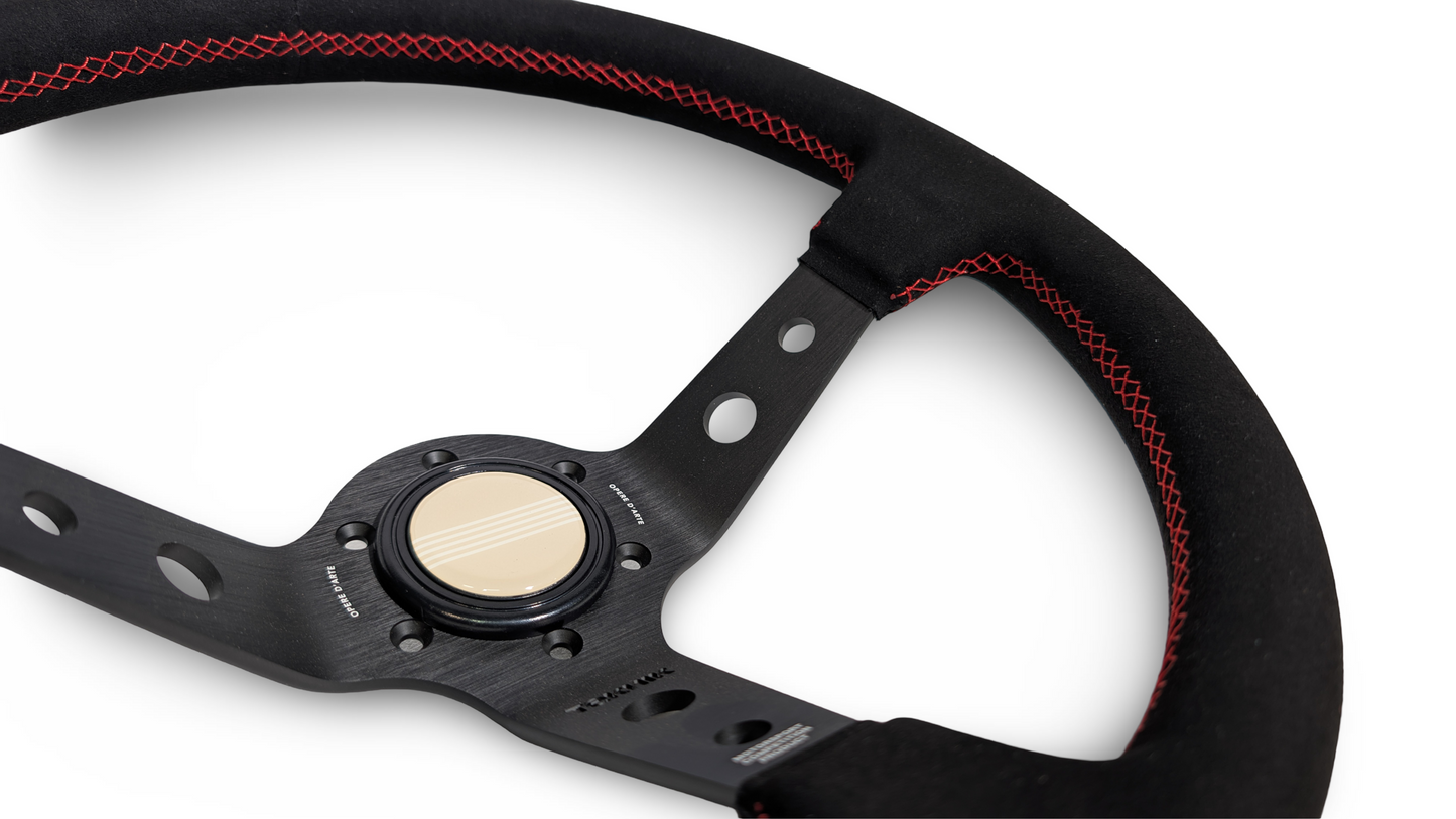 S1H - 350mm + 100mm - Steering Wheel - Red Stitch (Micro)