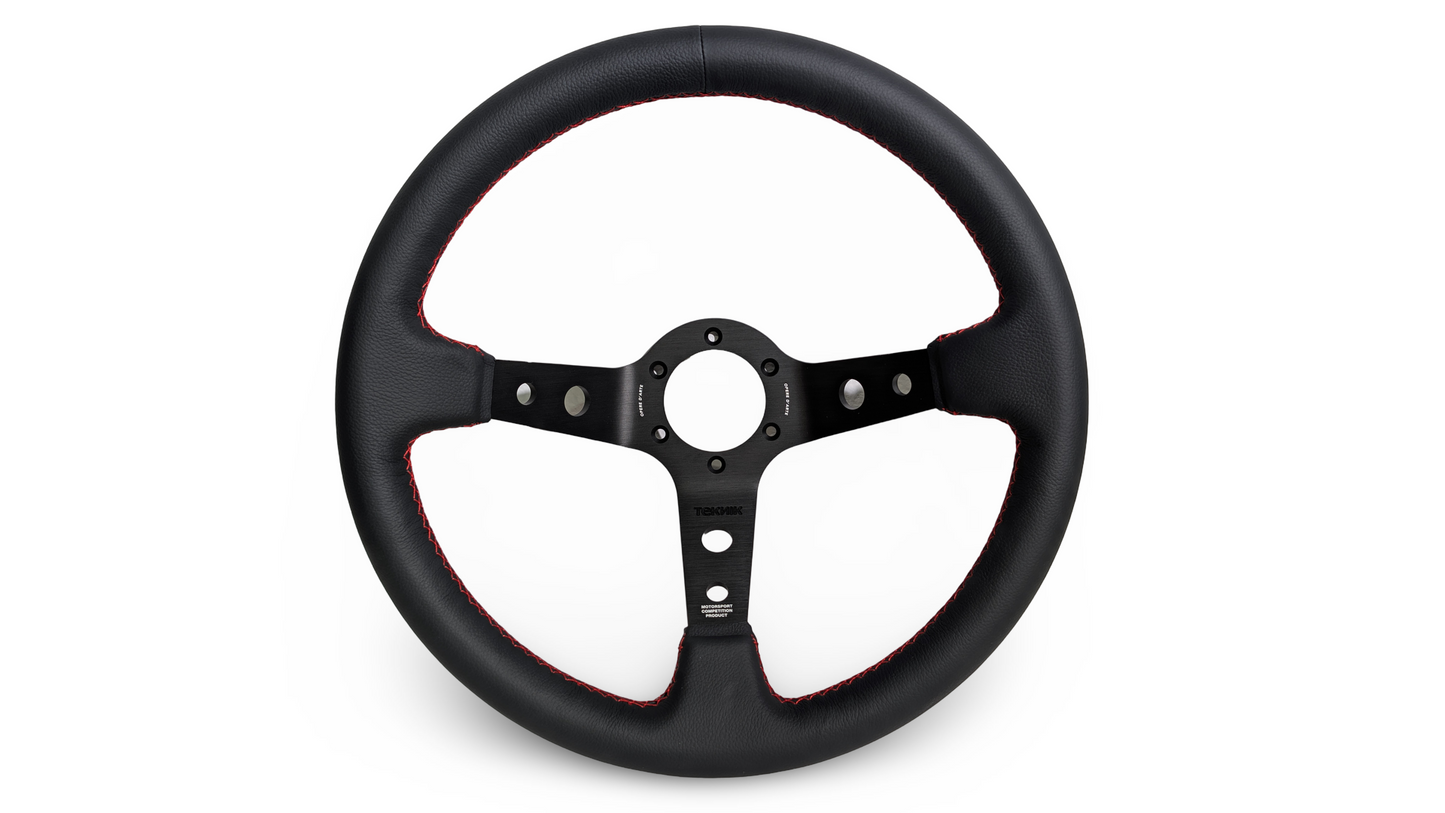 S1H - 350mm + 100mm - Steering Wheel - Red Stitch (Micro)