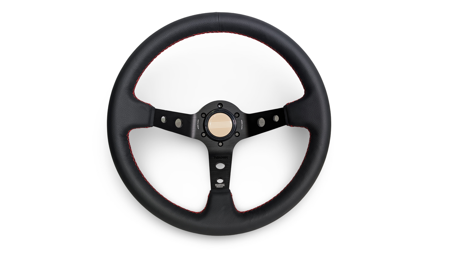 S1H - 350mm + 100mm - Steering Wheel - Red Stitch (Micro)