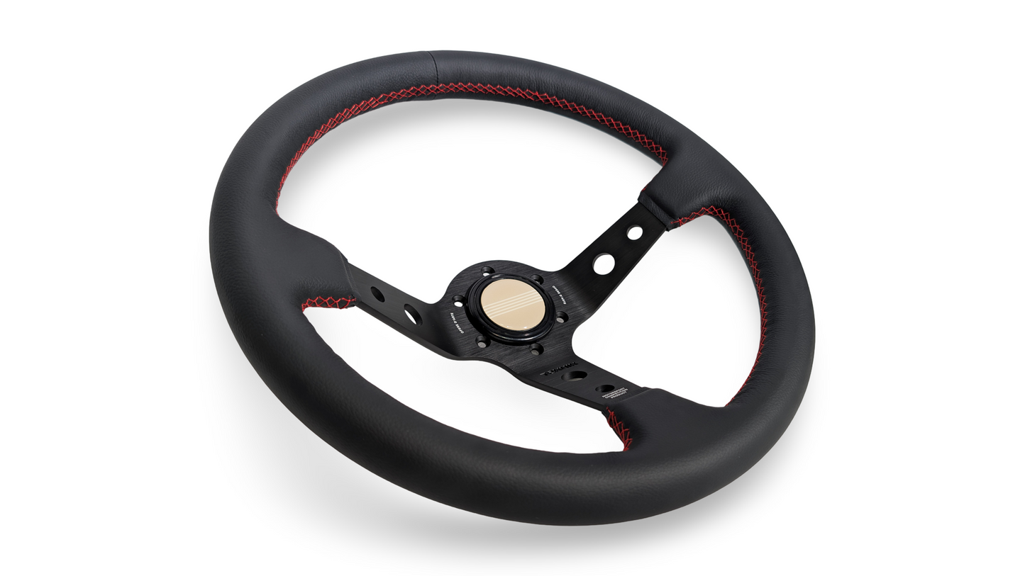 S1H - 350mm + 100mm - Steering Wheel - Red Stitch (Micro)