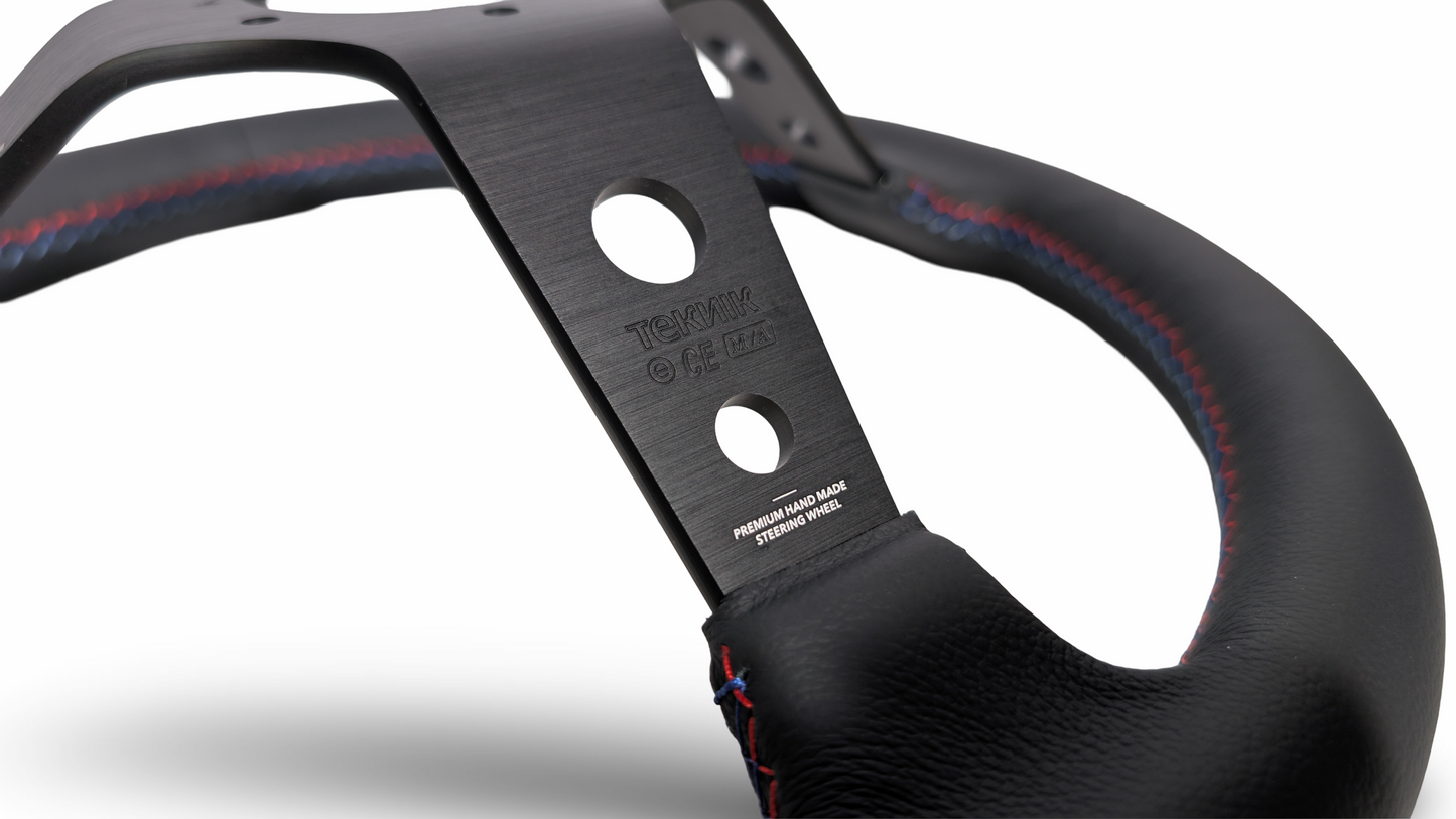 S1H - 350mm + 100mm - Steering Wheel - Tri-Color Stitch (Micro)