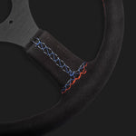 The Leggera 350 - Black Alcantara + Tri-Color Stitch + Blue Center Line