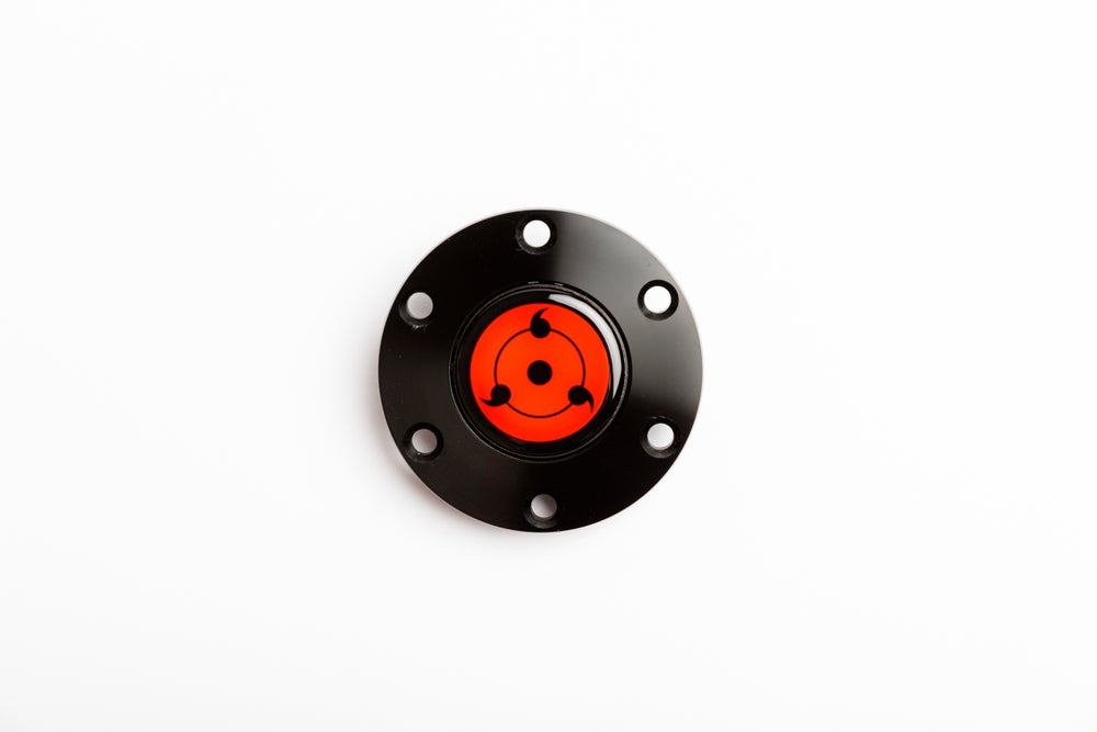 Triple Tomoe - Naruto Inspired - Horn Button - Red/Black