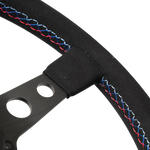 The Corsa 350 - Black Alcantara + Tri Color Cross Stitch