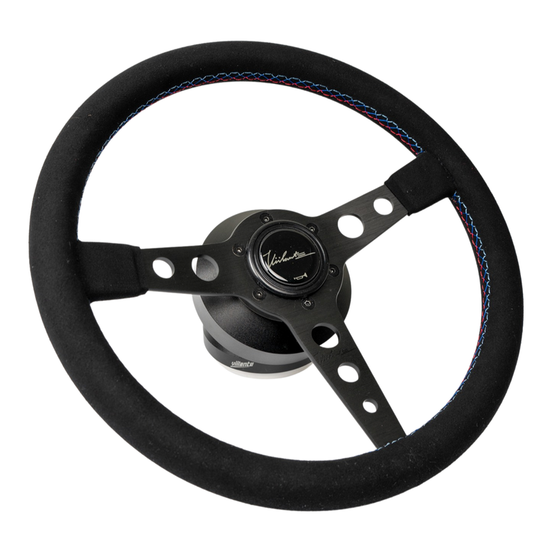 The Corsa 350 - Black Alcantara + Tri Color Cross Stitch