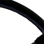 The Milgaus 350 - Black Alcantara + Tri-Color Stitch + Red Center Line